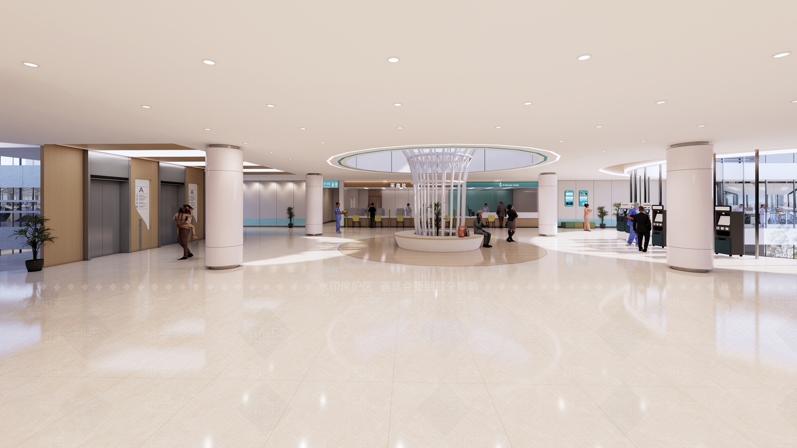 现代医院大厅SU模型下载【ID:1151495784】