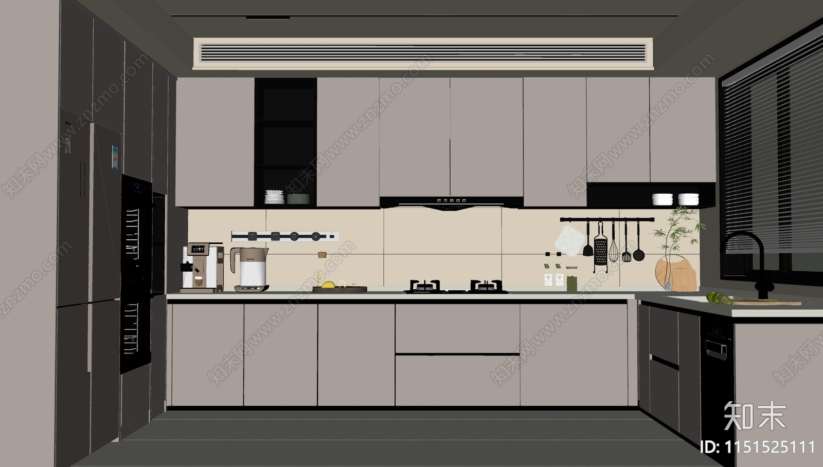 现代厨房SU模型下载【ID:1151525111】
