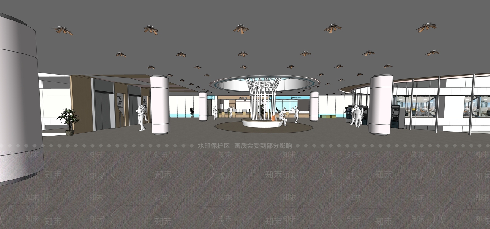现代医院大厅SU模型下载【ID:1151495784】