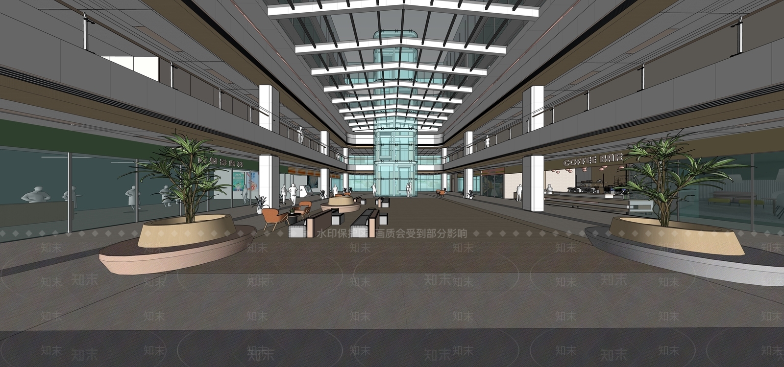 现代医院大厅SU模型下载【ID:1151495784】