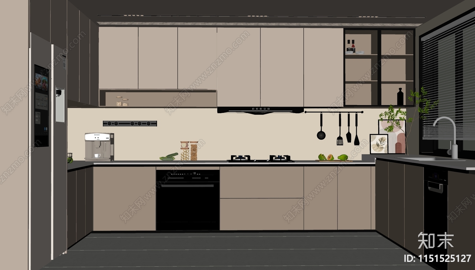 现代厨房SU模型下载【ID:1151525127】