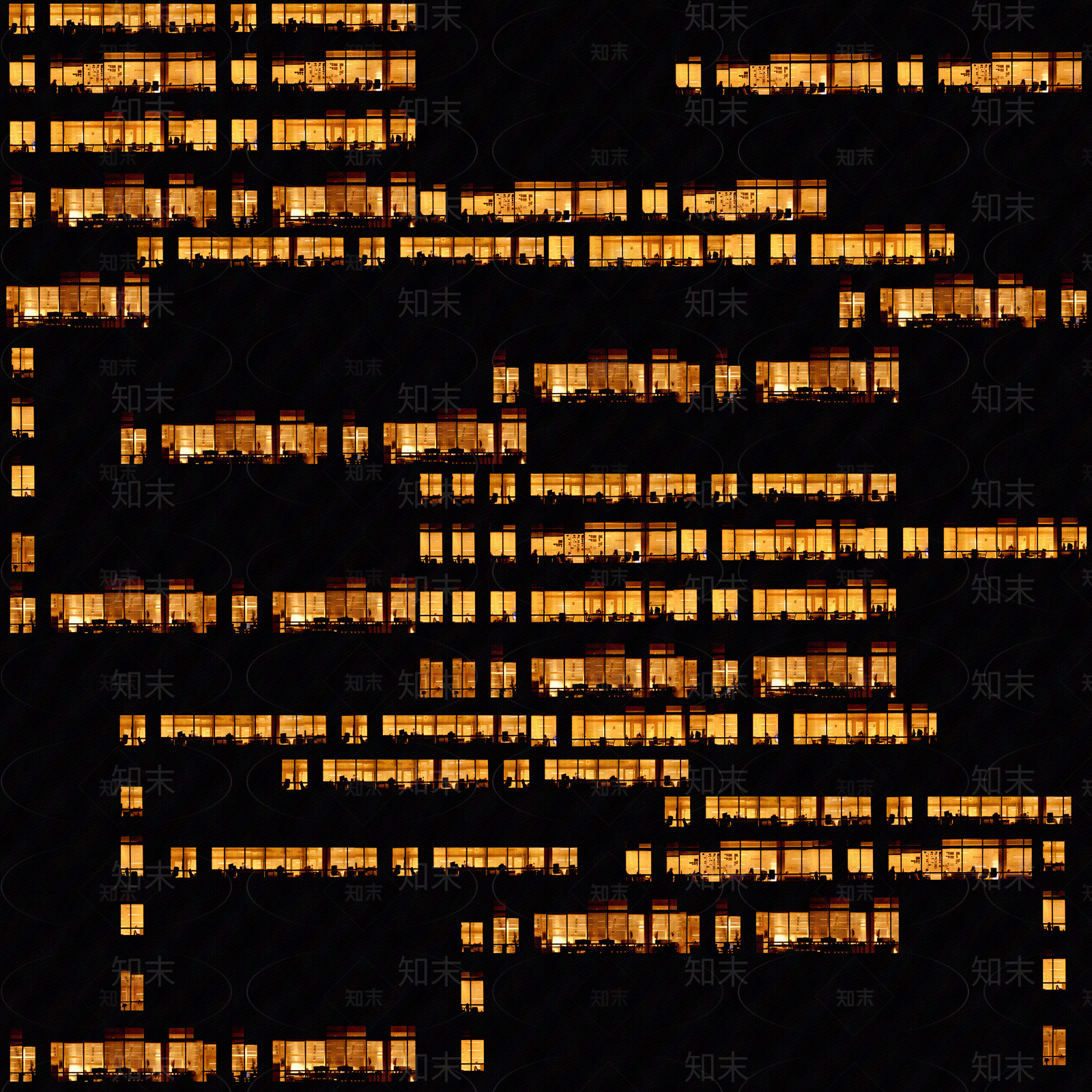 摩天大楼建筑夜景暖光窗贴图下载【ID:1151498682】