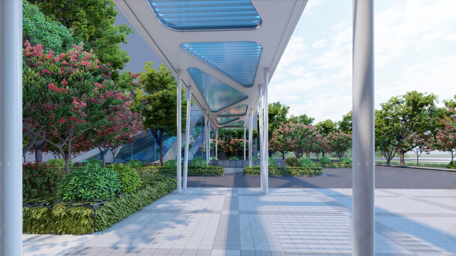 现代风格景观廊架SU模型下载【ID:1151499806】