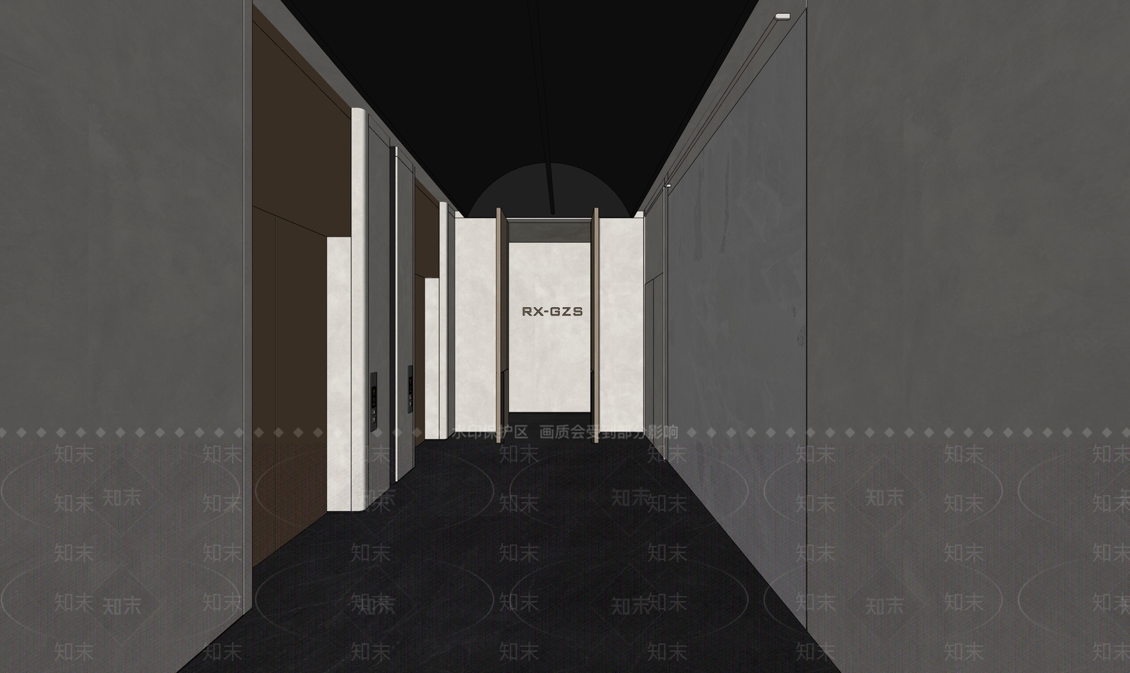现代极简电梯厅SU模型下载【ID:1151504724】