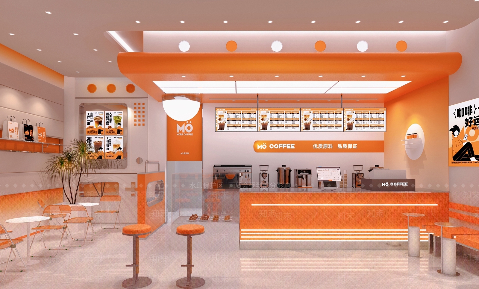 现代鲜果咖啡店3D模型下载【ID:1151506084】