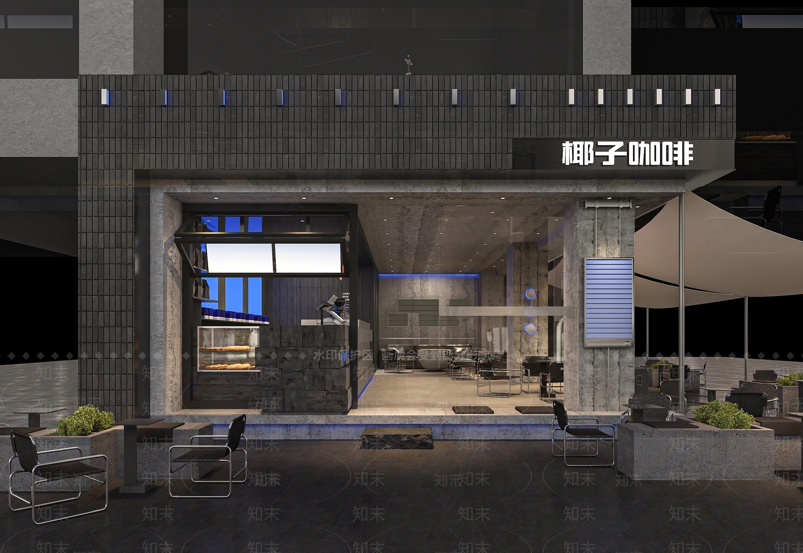 现代餐饮咖啡店3D模型下载【ID:1151507521】