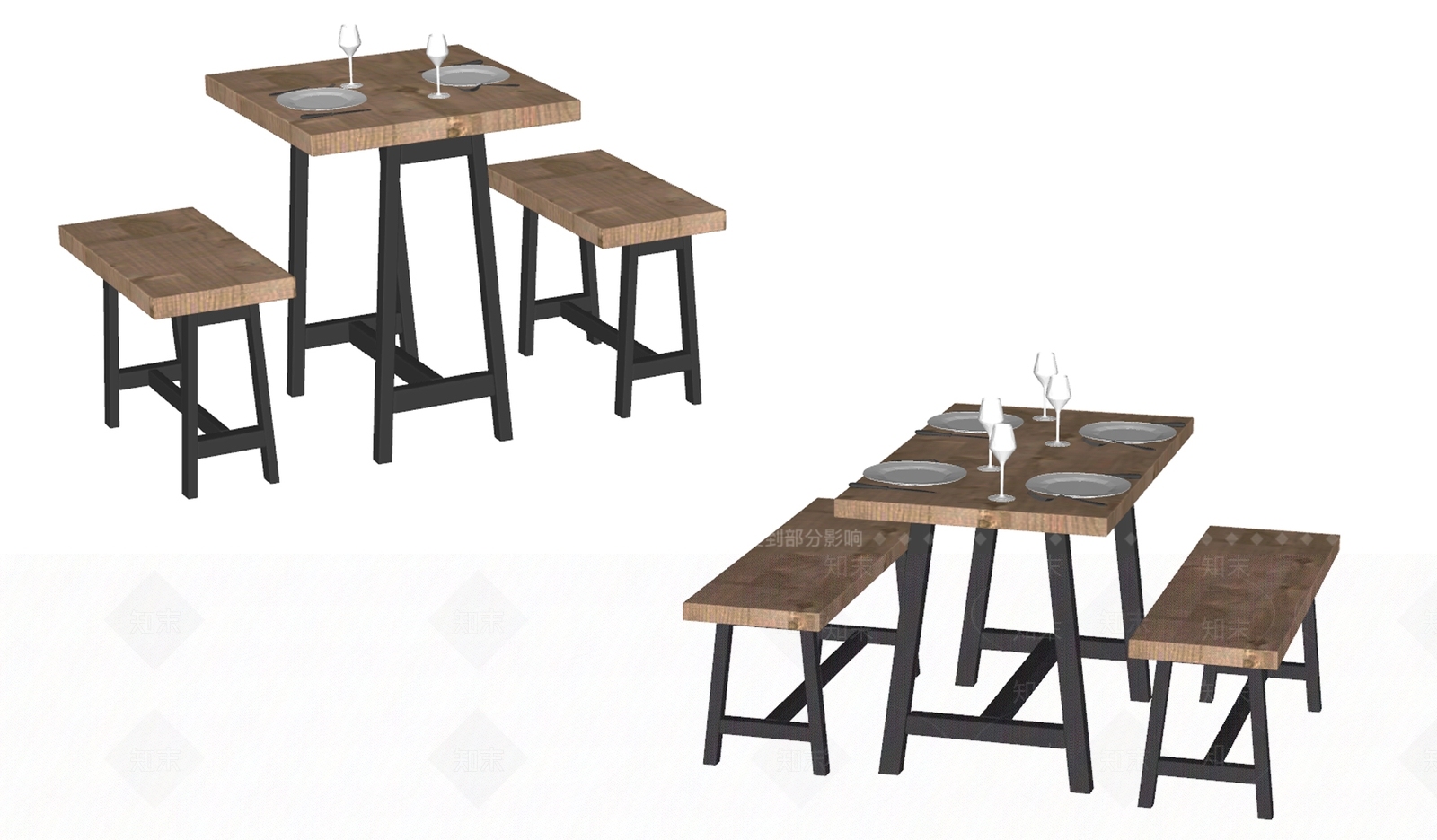现代餐桌凳SU模型下载【ID:1151507558】