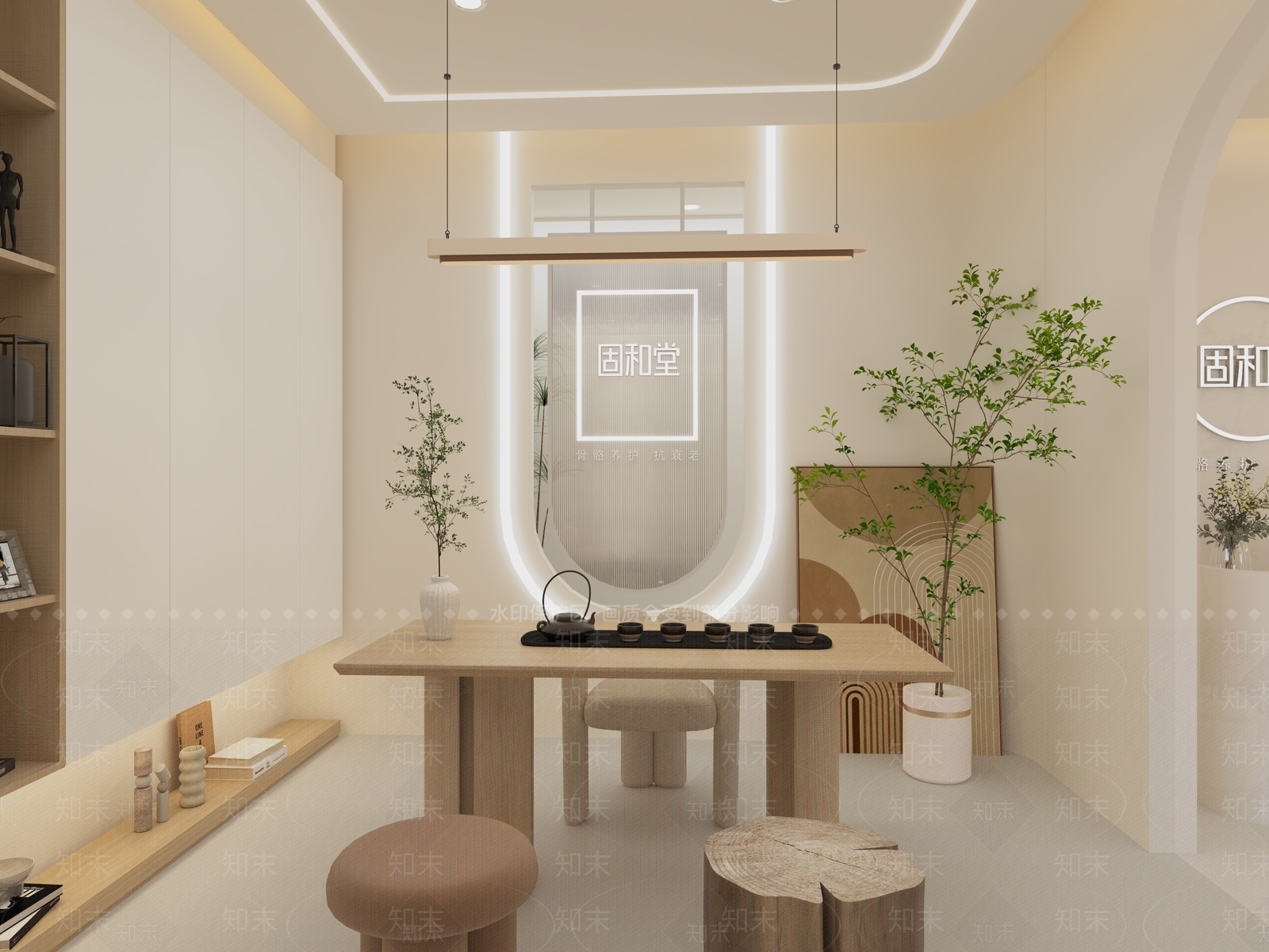 现代奶油风美容SPA店3D模型下载【ID:1151511654】