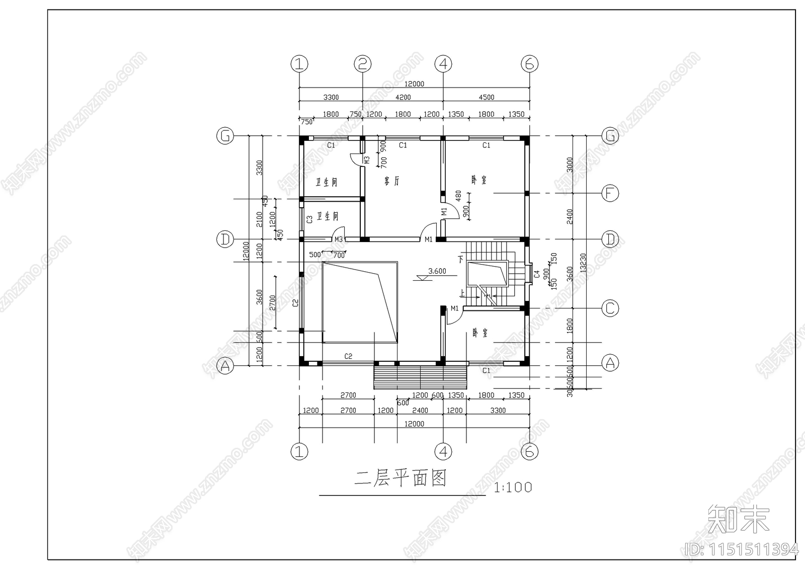 别墅建筑结构全图纸cad施工图下载【ID:1151511394】