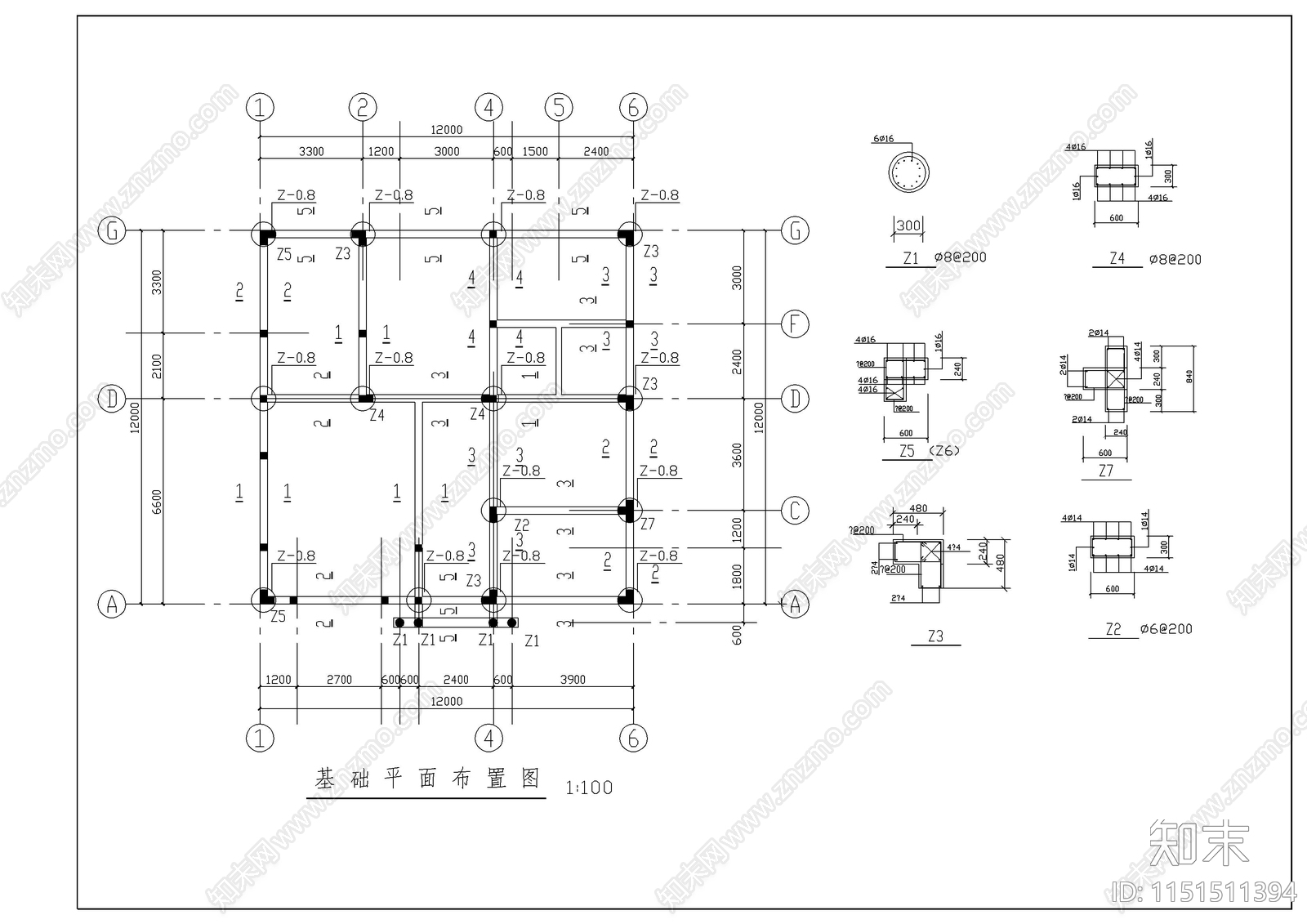 别墅建筑结构全图纸cad施工图下载【ID:1151511394】