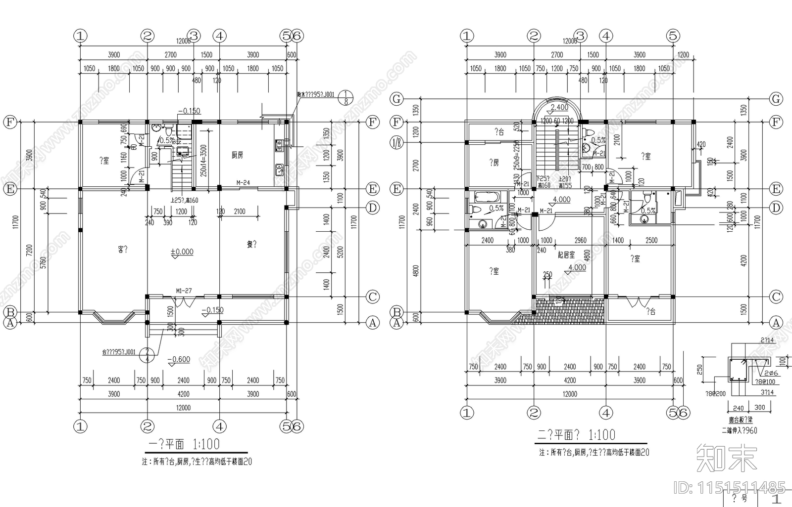 别墅建筑扩出图cad施工图下载【ID:1151511485】
