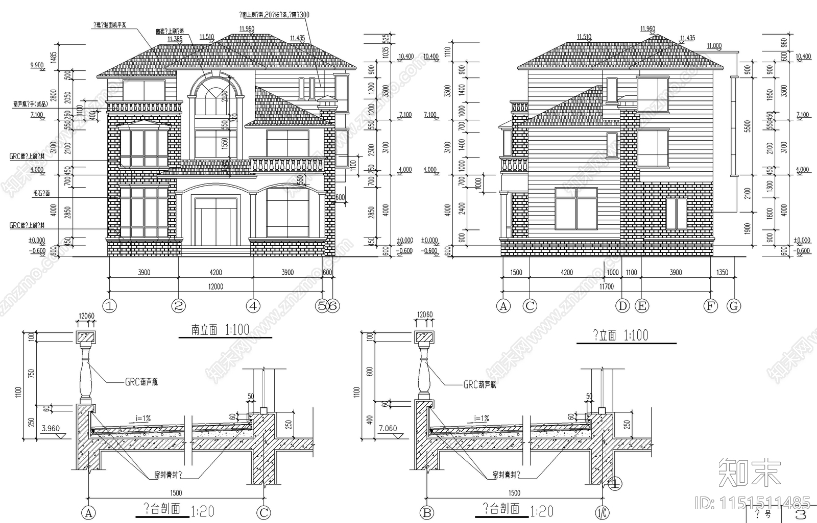别墅建筑扩出图cad施工图下载【ID:1151511485】