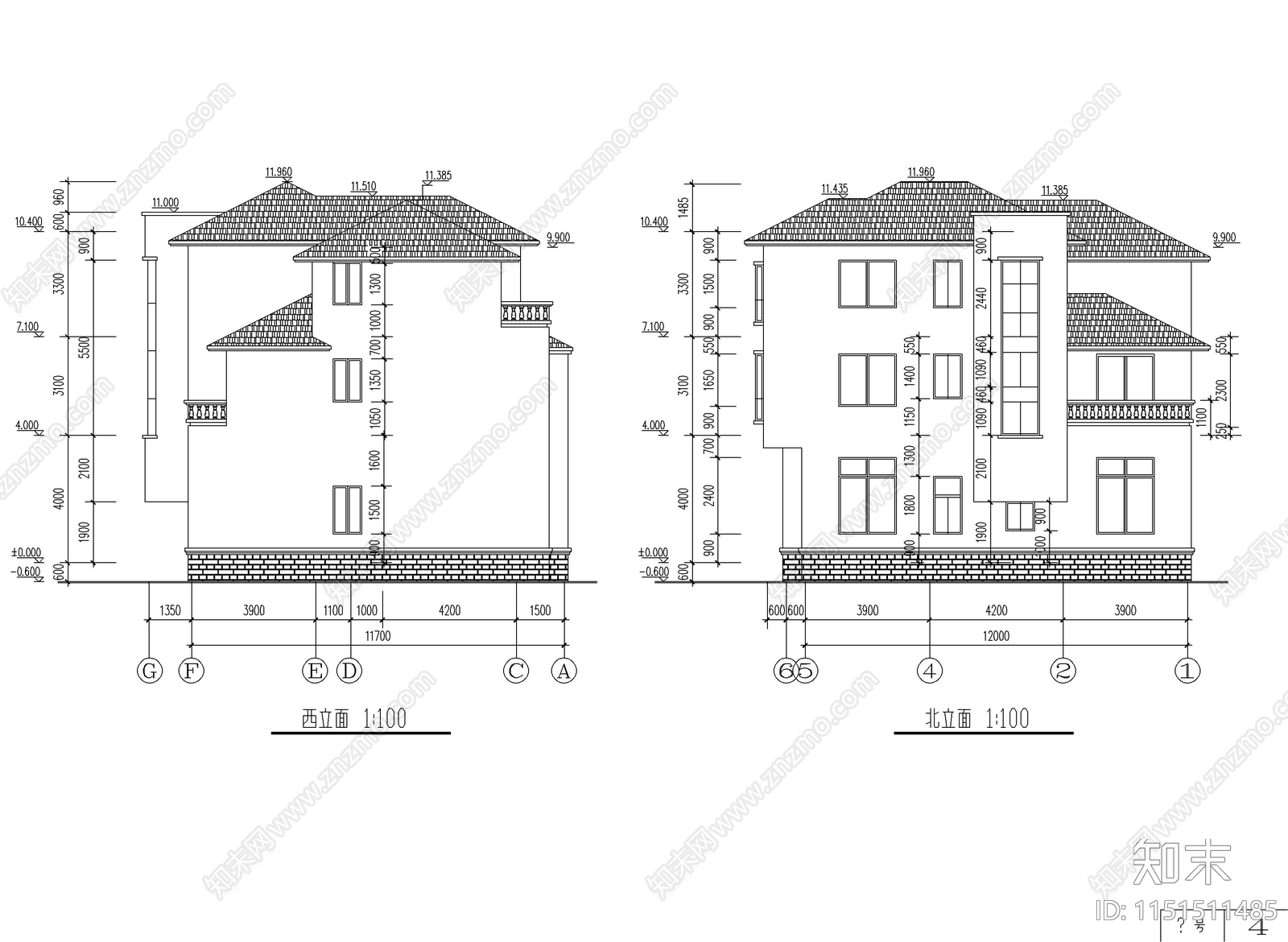 别墅建筑扩出图cad施工图下载【ID:1151511485】