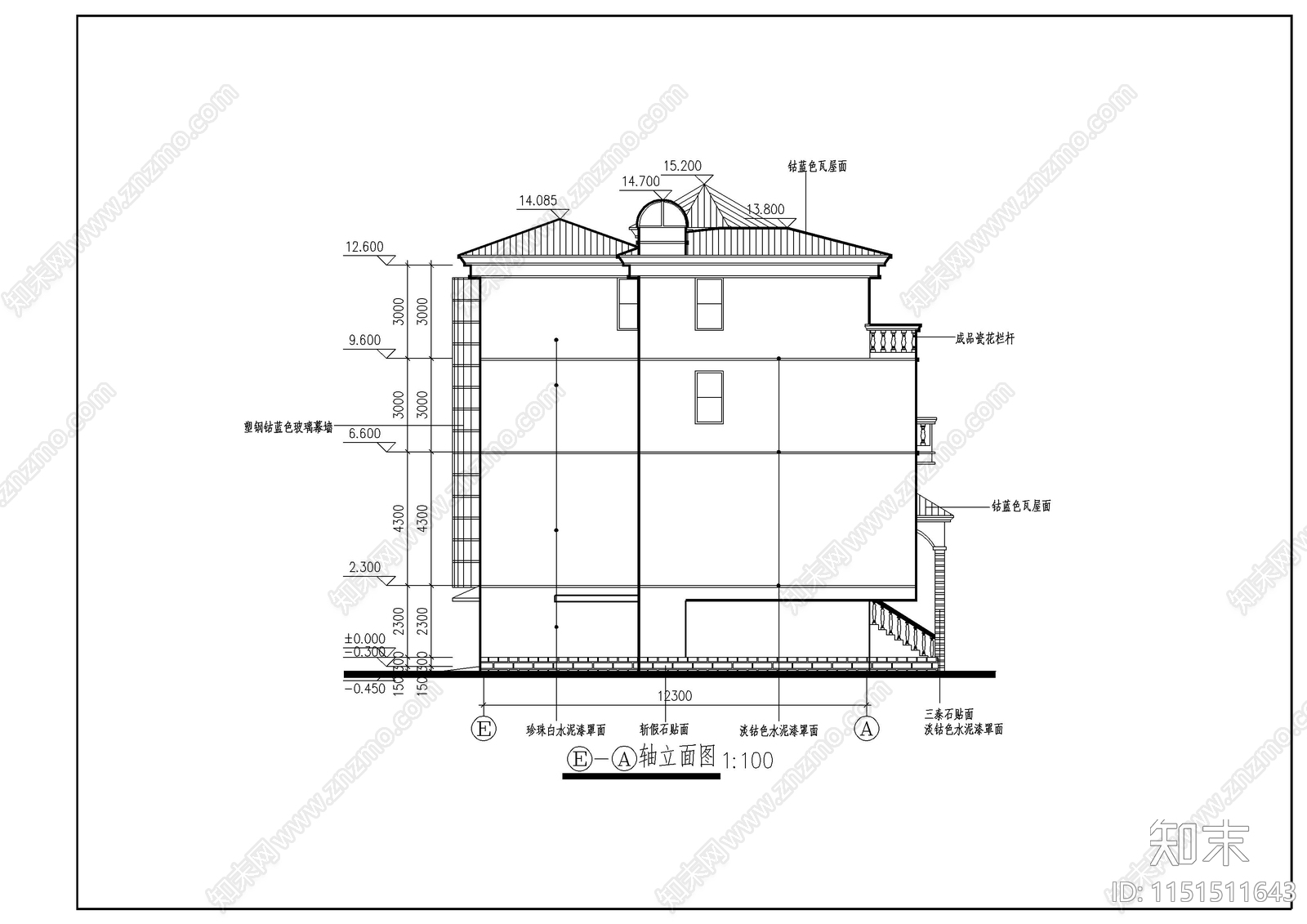 别墅建筑施工图cad施工图下载【ID:1151511643】