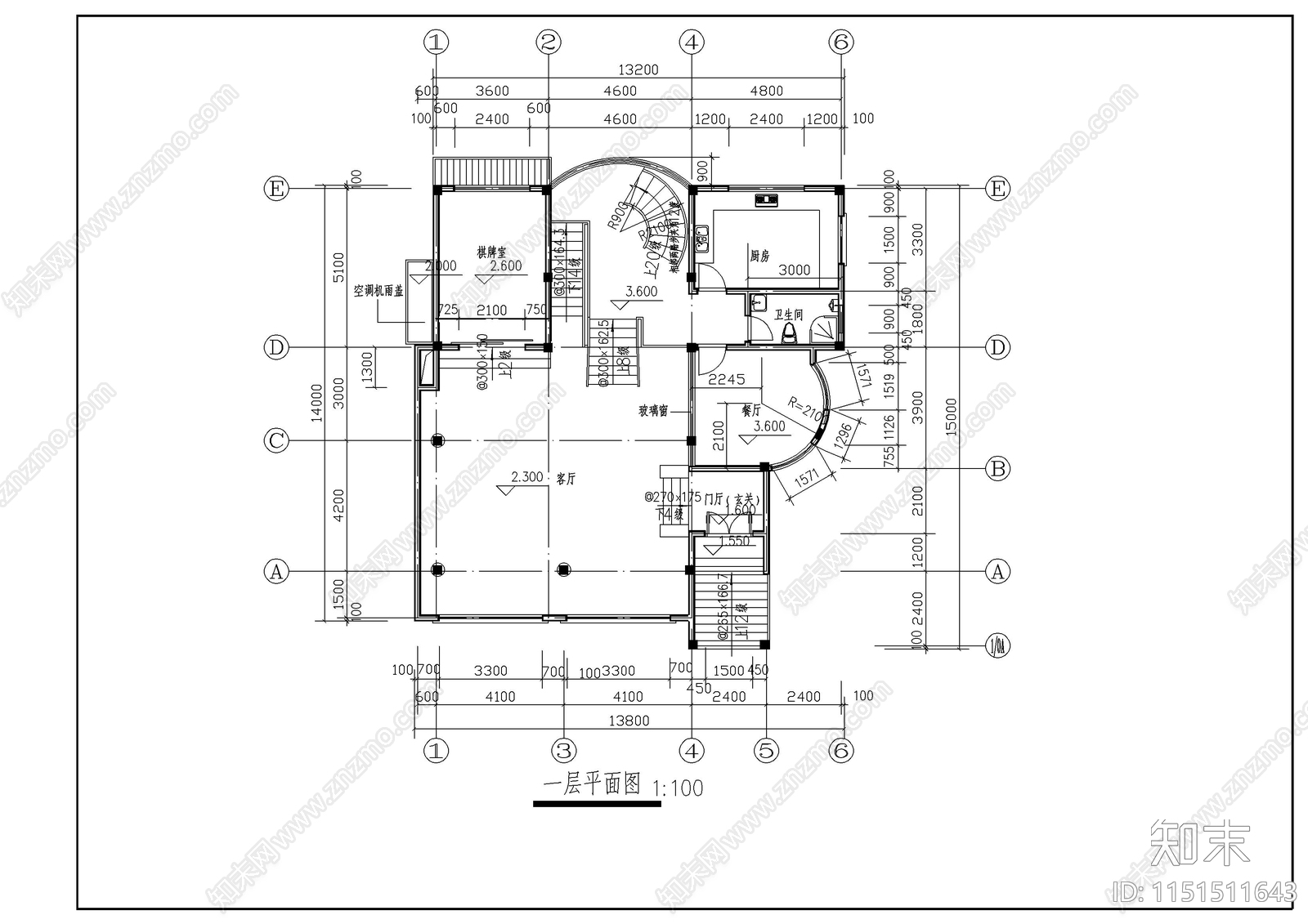 别墅建筑施工图cad施工图下载【ID:1151511643】