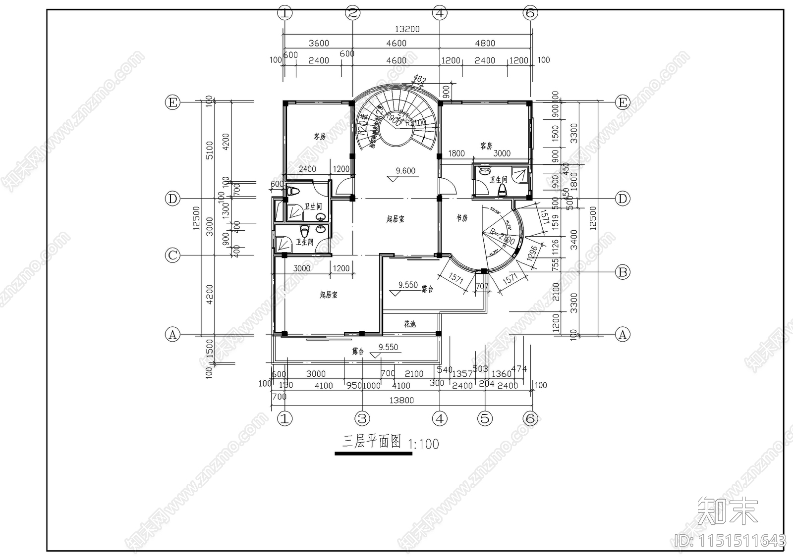 别墅建筑施工图cad施工图下载【ID:1151511643】