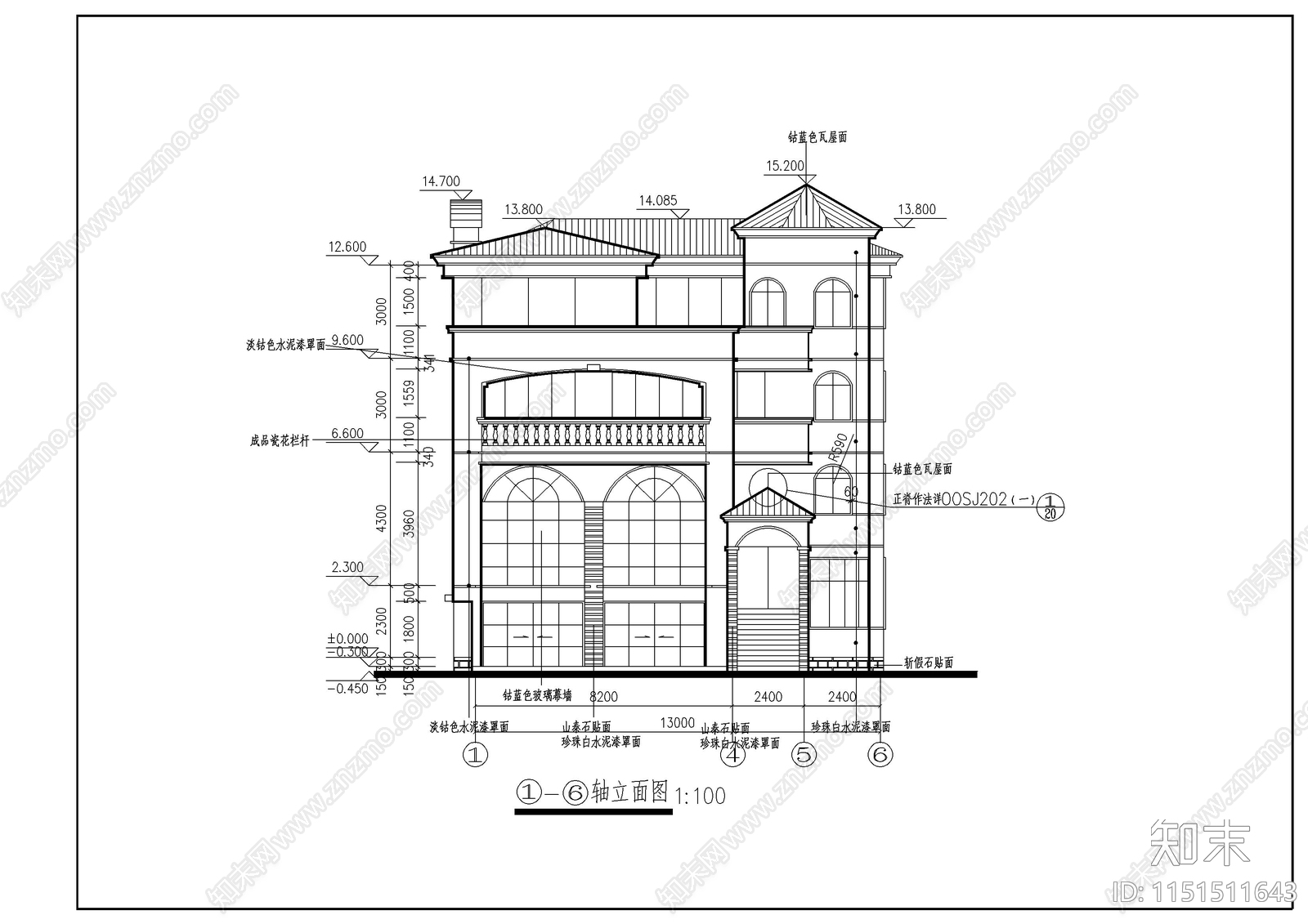 别墅建筑施工图cad施工图下载【ID:1151511643】