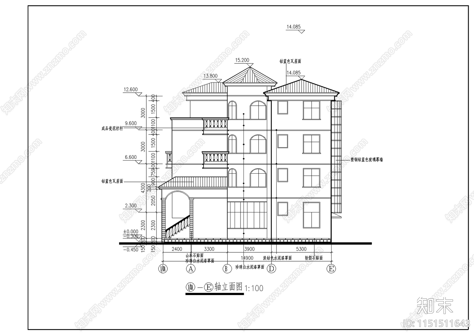 别墅建筑施工图cad施工图下载【ID:1151511643】