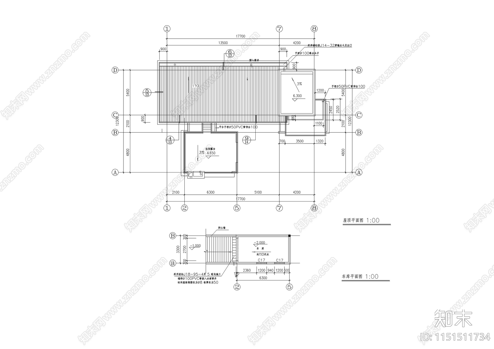 别墅建筑设计施工图cad施工图下载【ID:1151511734】