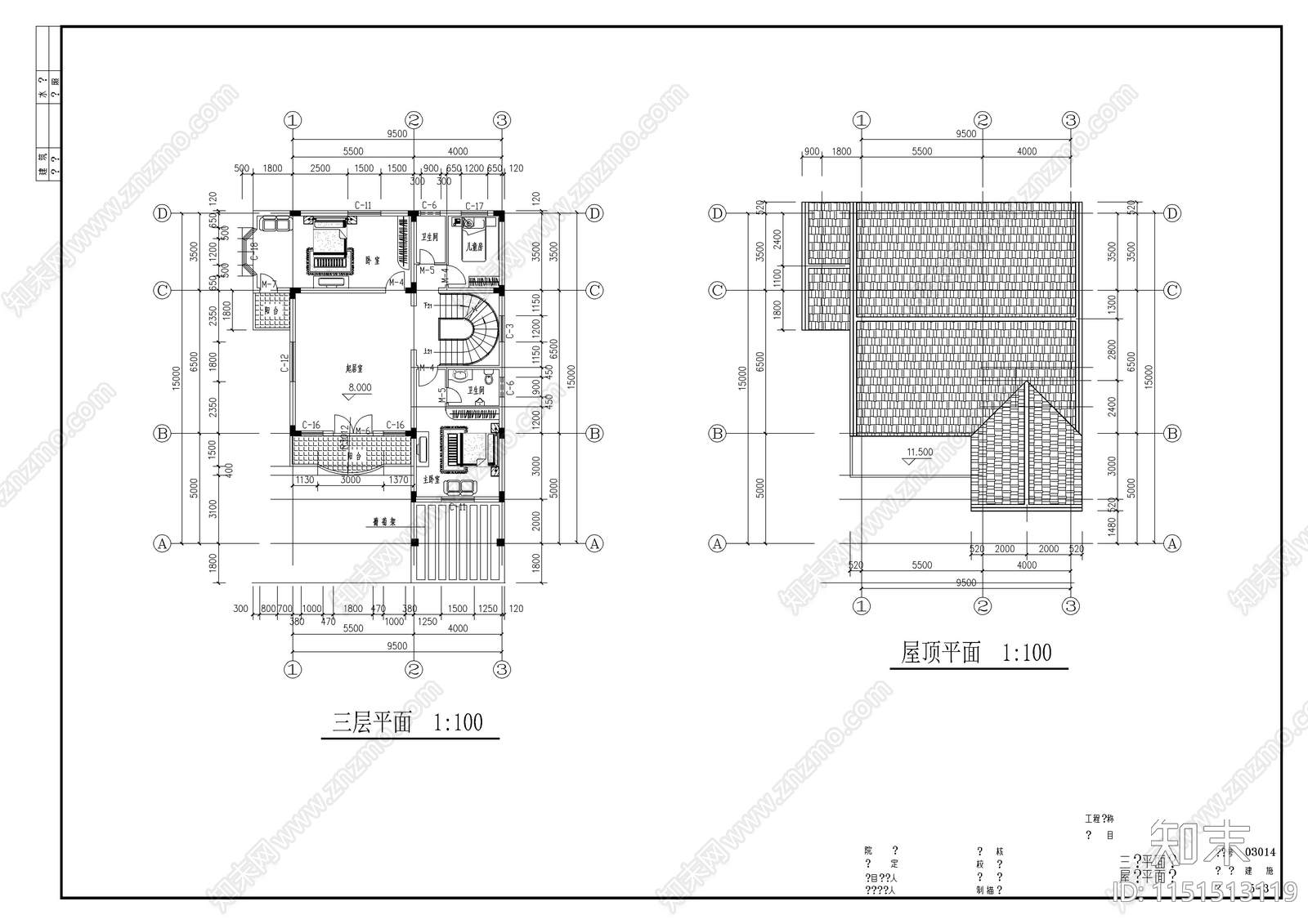 别墅建筑图纸cad施工图下载【ID:1151513119】