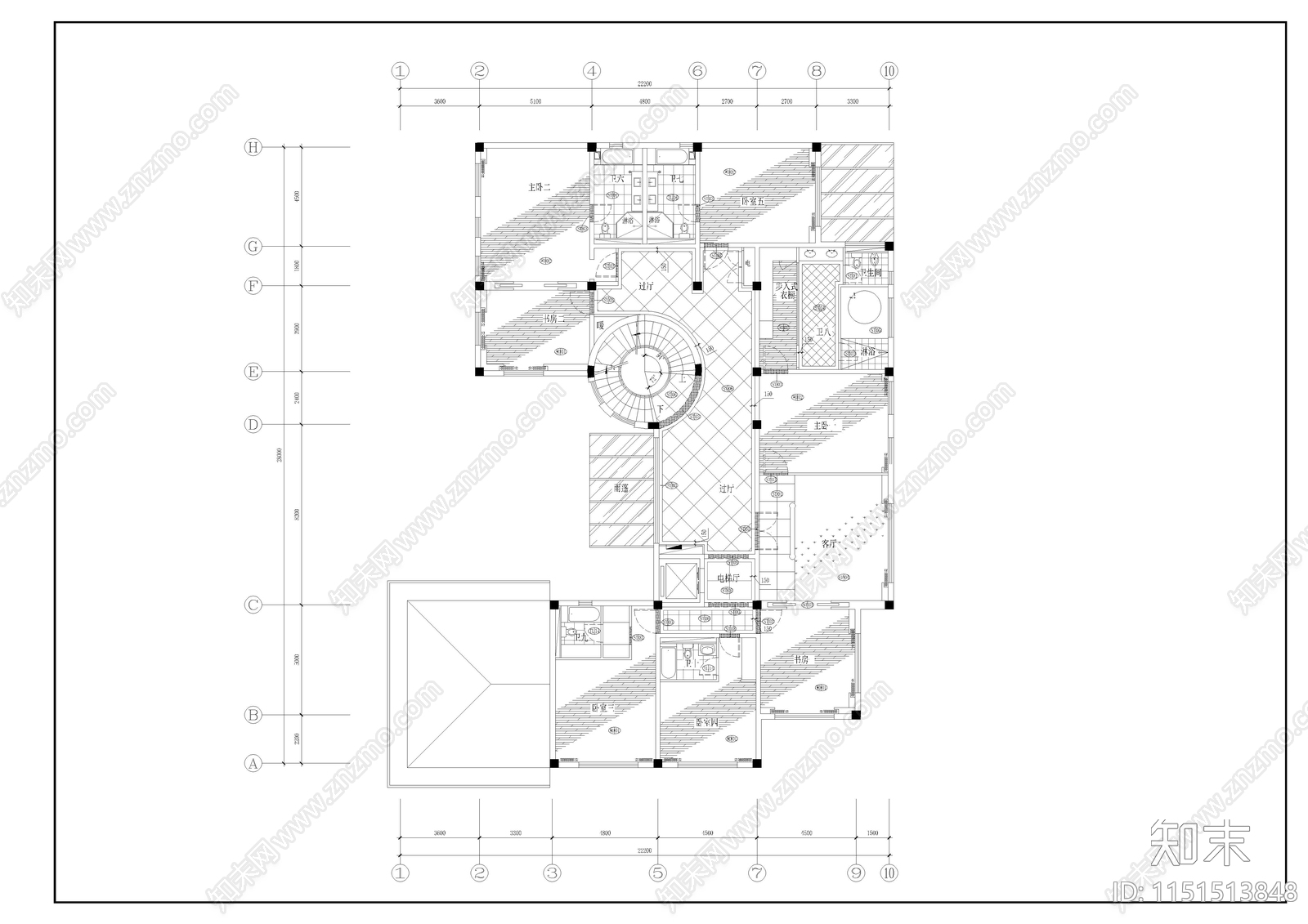 别墅装修设计cad施工图下载【ID:1151513848】