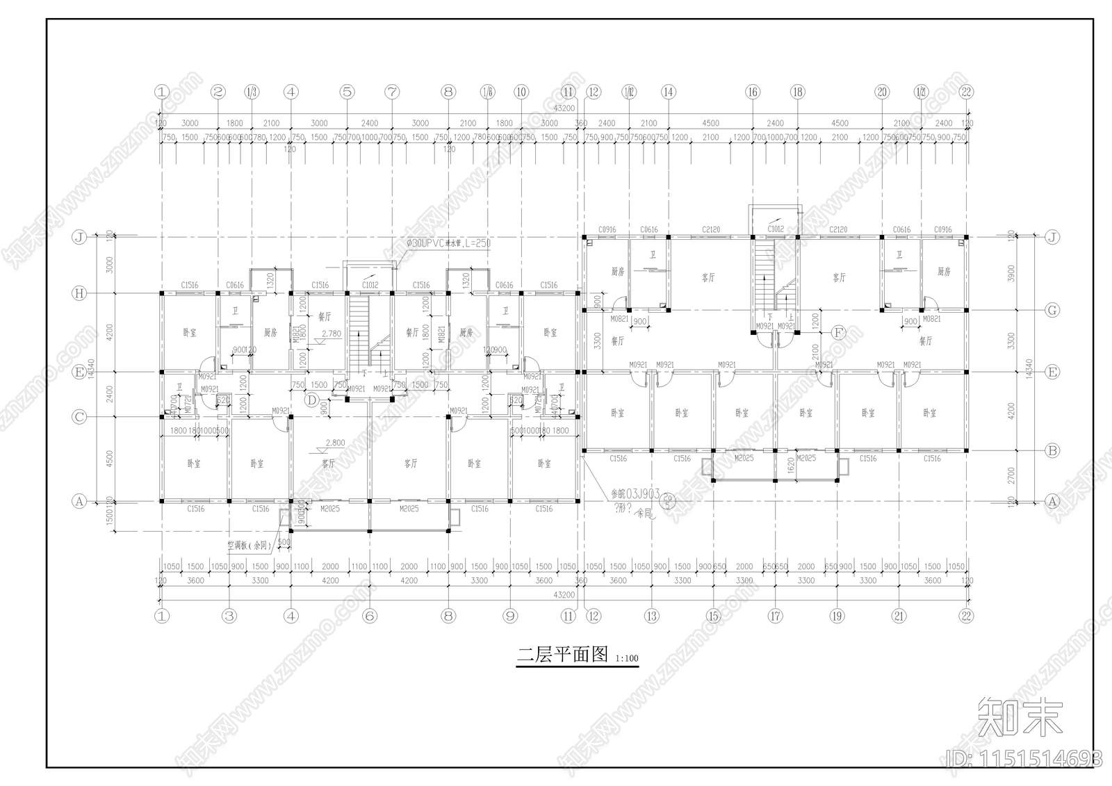 超大别墅建筑施工图cad施工图下载【ID:1151514693】