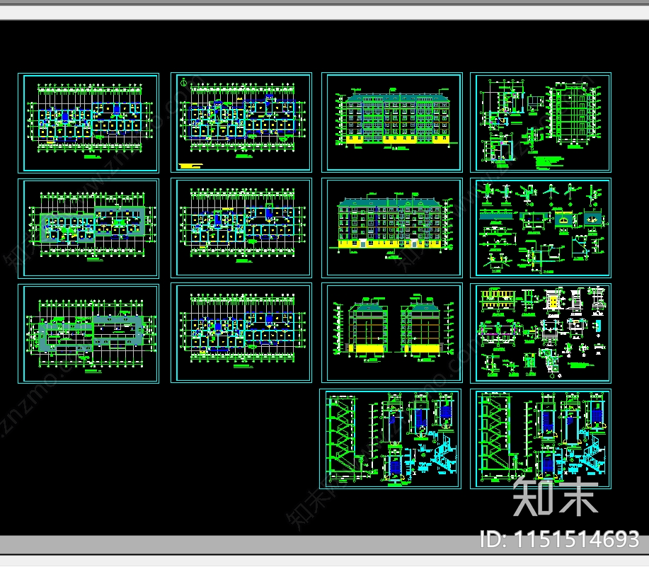 超大别墅建筑施工图cad施工图下载【ID:1151514693】