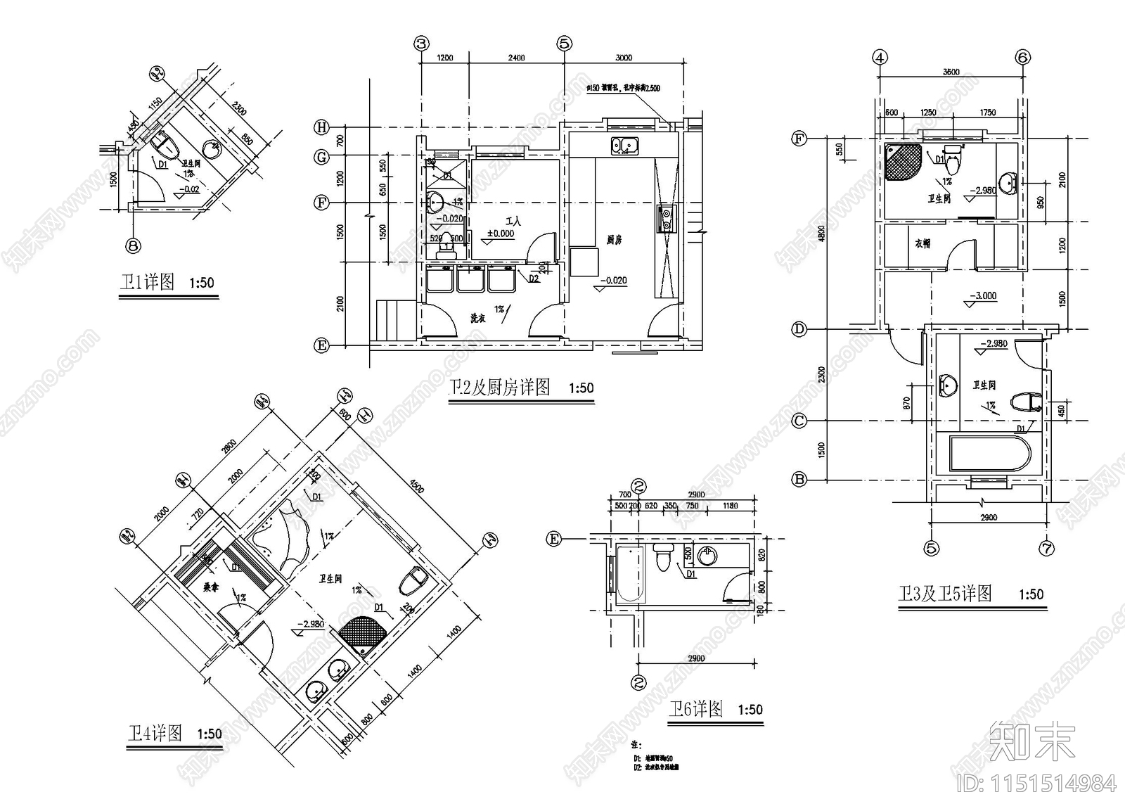 别墅建筑施工图cad施工图下载【ID:1151514984】