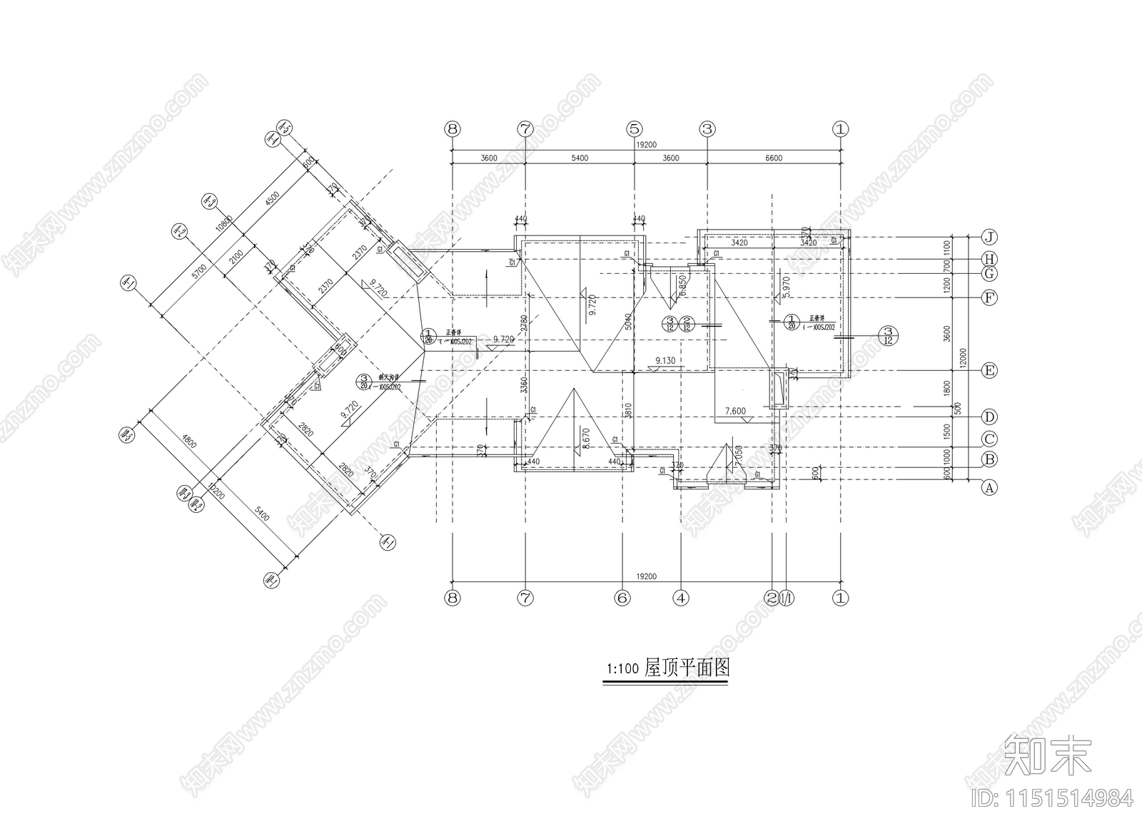 别墅建筑施工图cad施工图下载【ID:1151514984】