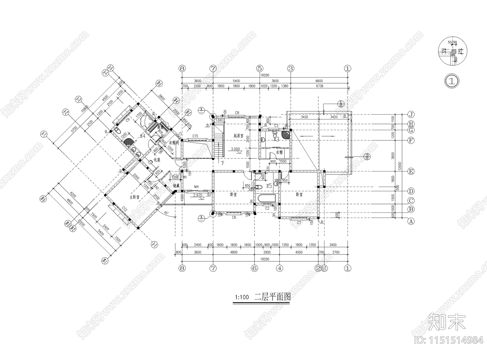 别墅建筑施工图cad施工图下载【ID:1151514984】