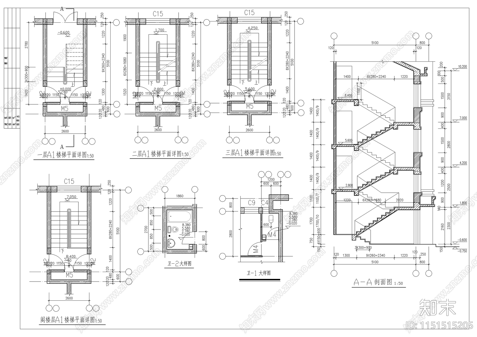 豪华别墅建筑图纸cad施工图下载【ID:1151515205】