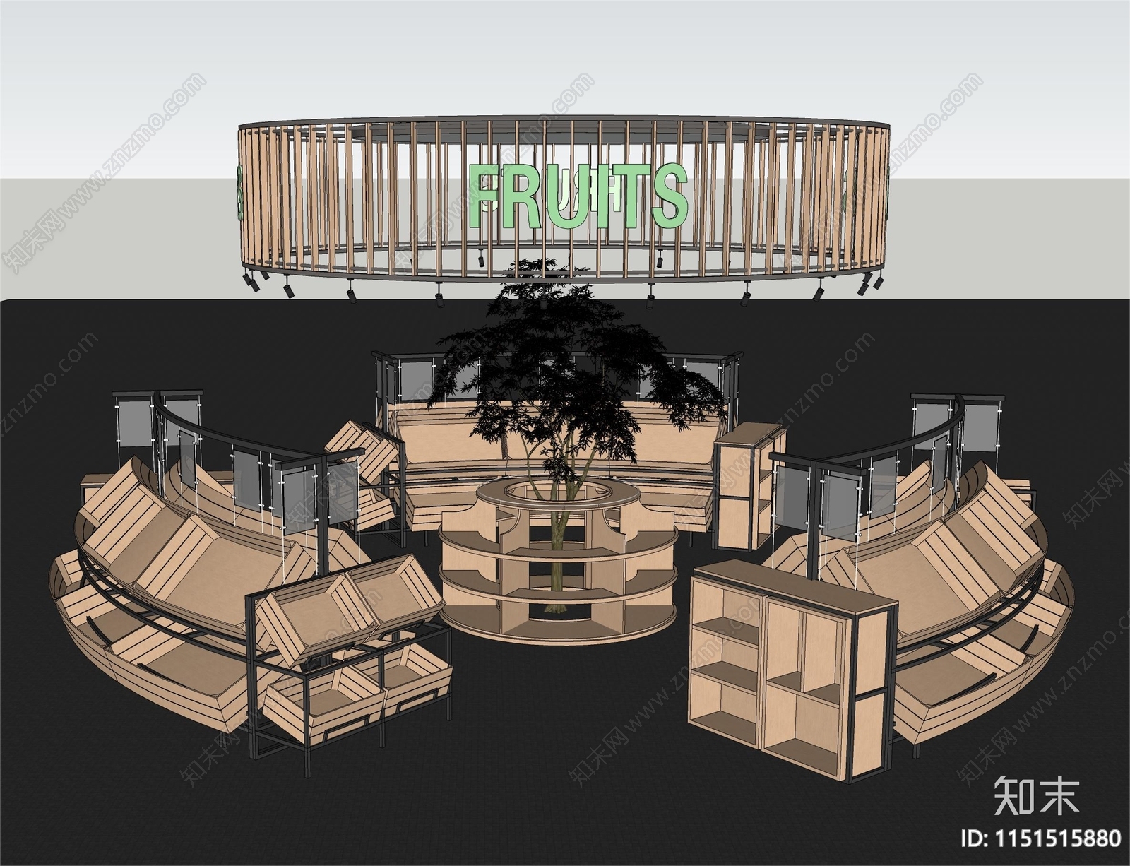 现代蔬果货架SU模型下载【ID:1151515880】