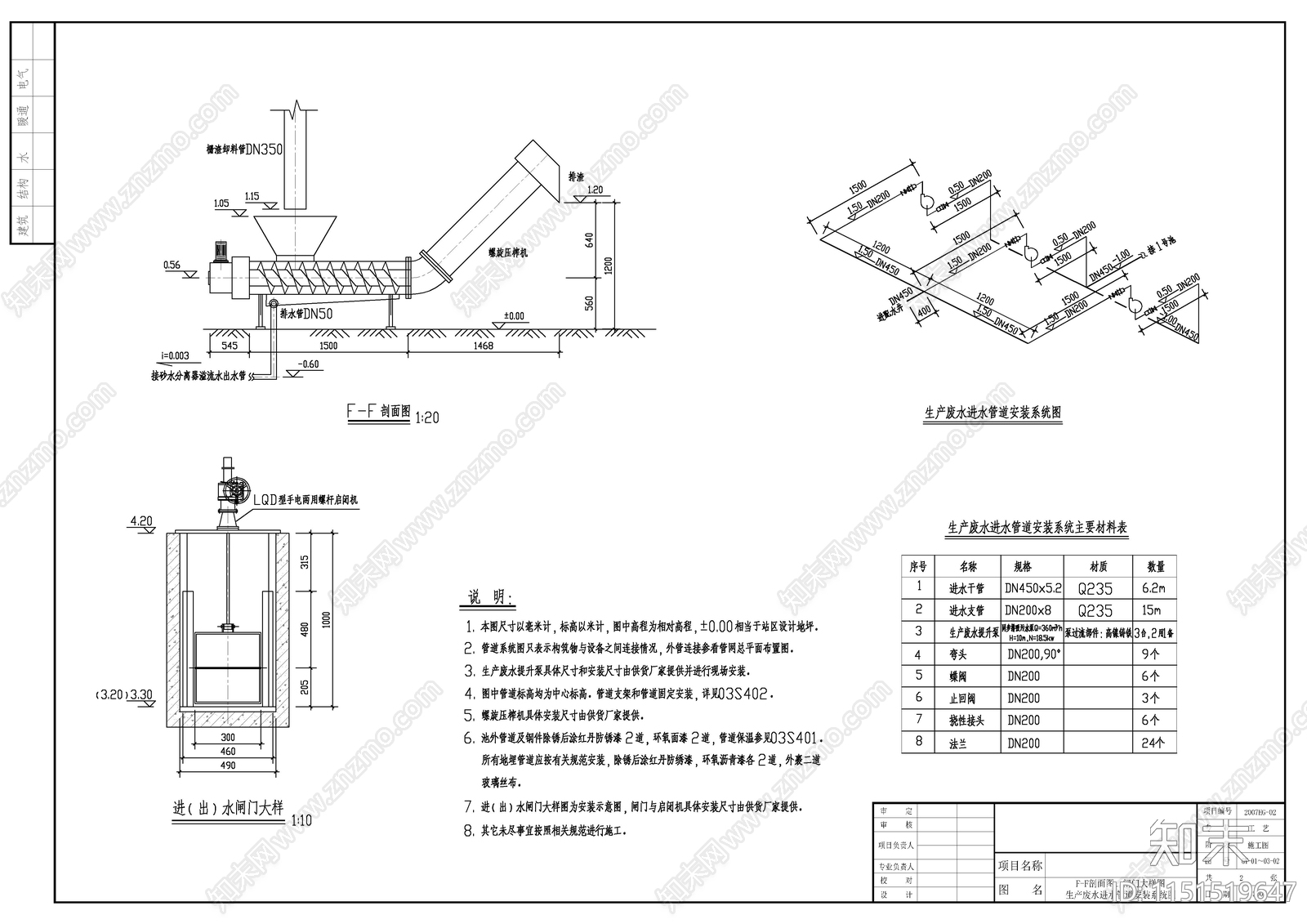 生产废水处理施工图cad施工图下载【ID:1151519647】