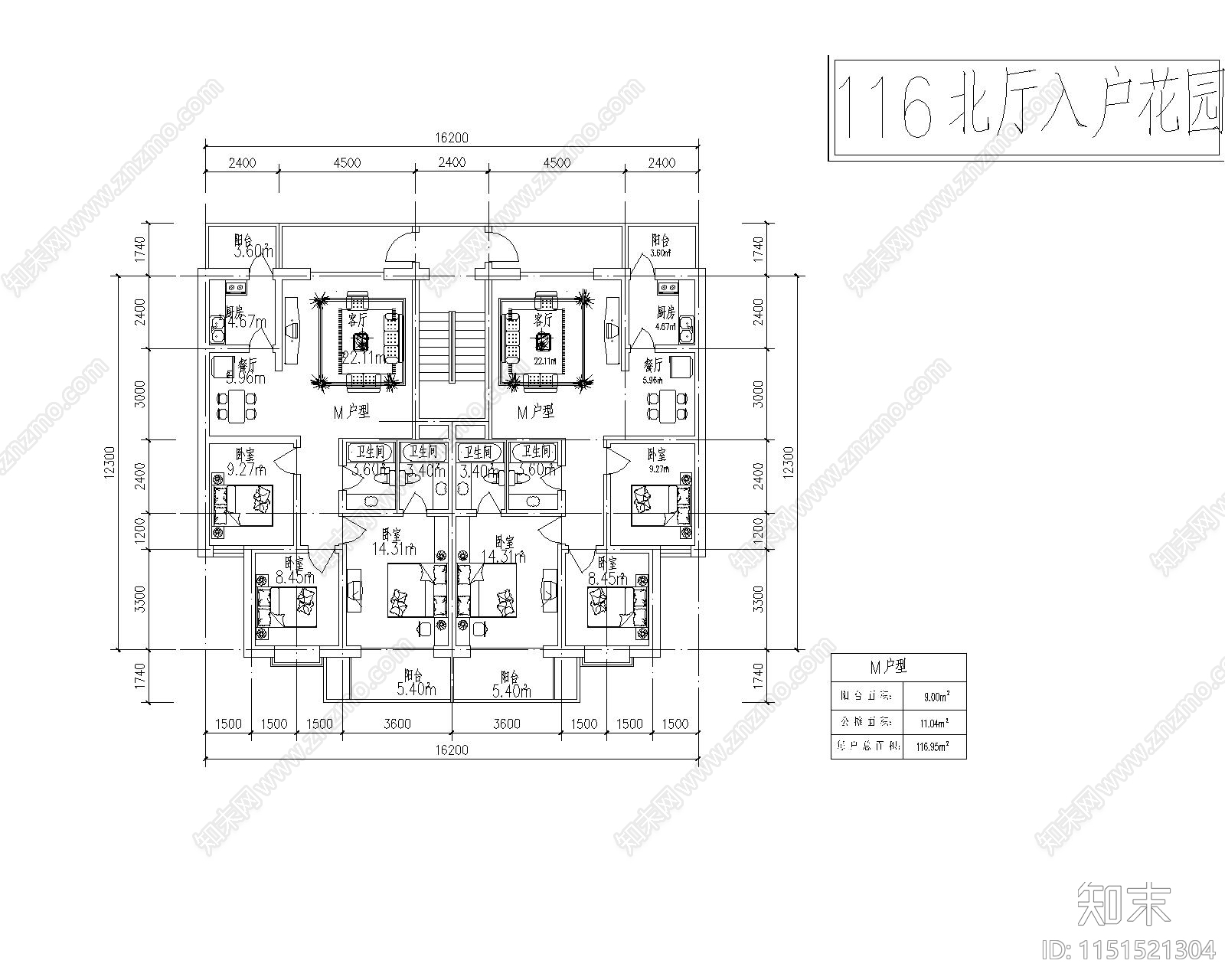 现代多层住宅户型图cad施工图下载【ID:1151521304】