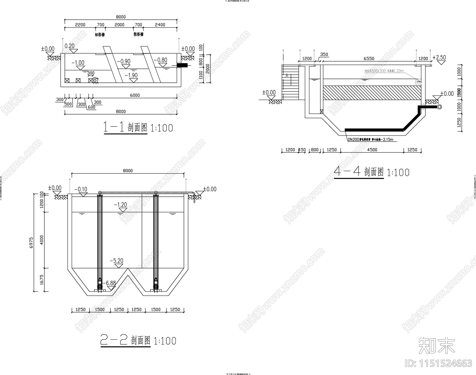 某园区废水处理站建筑图cad施工图下载【ID:1151524663】