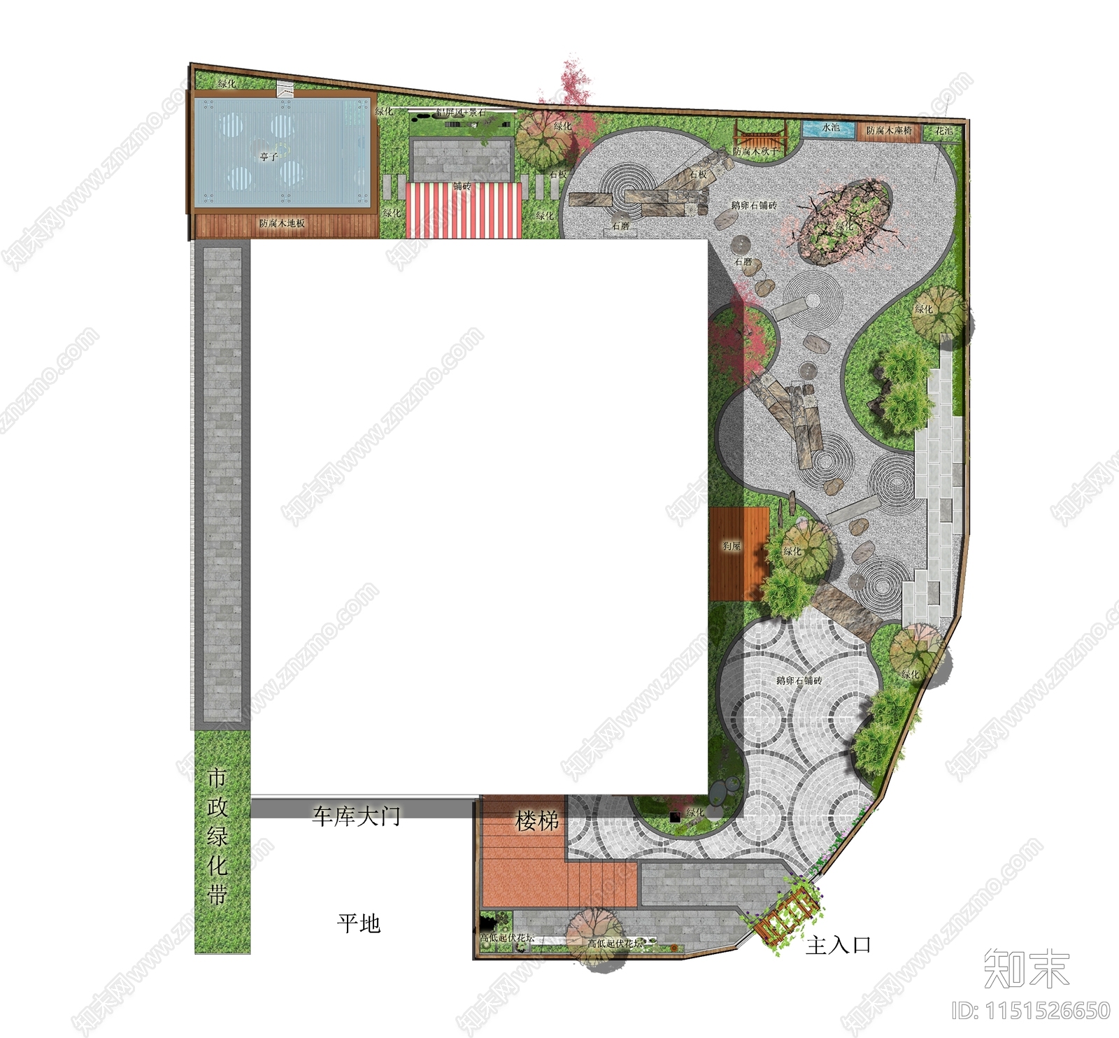 庭院景观平面图cad施工图下载【ID:1151526650】