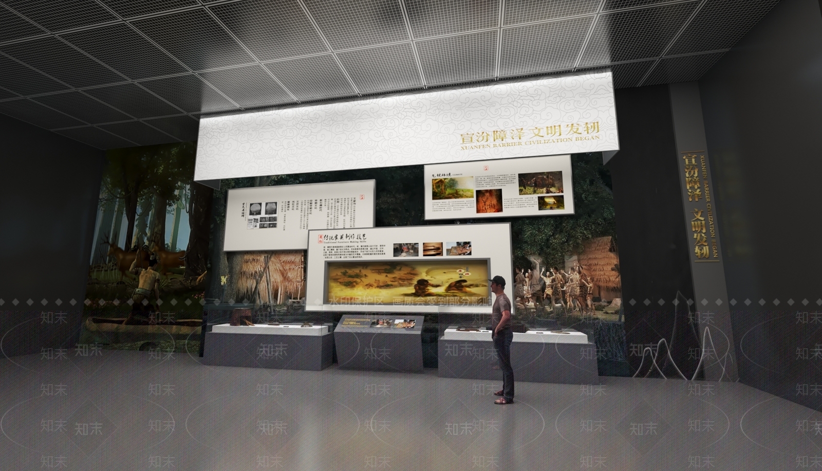 现代历史展厅展示墙3D模型下载【ID:1151527478】