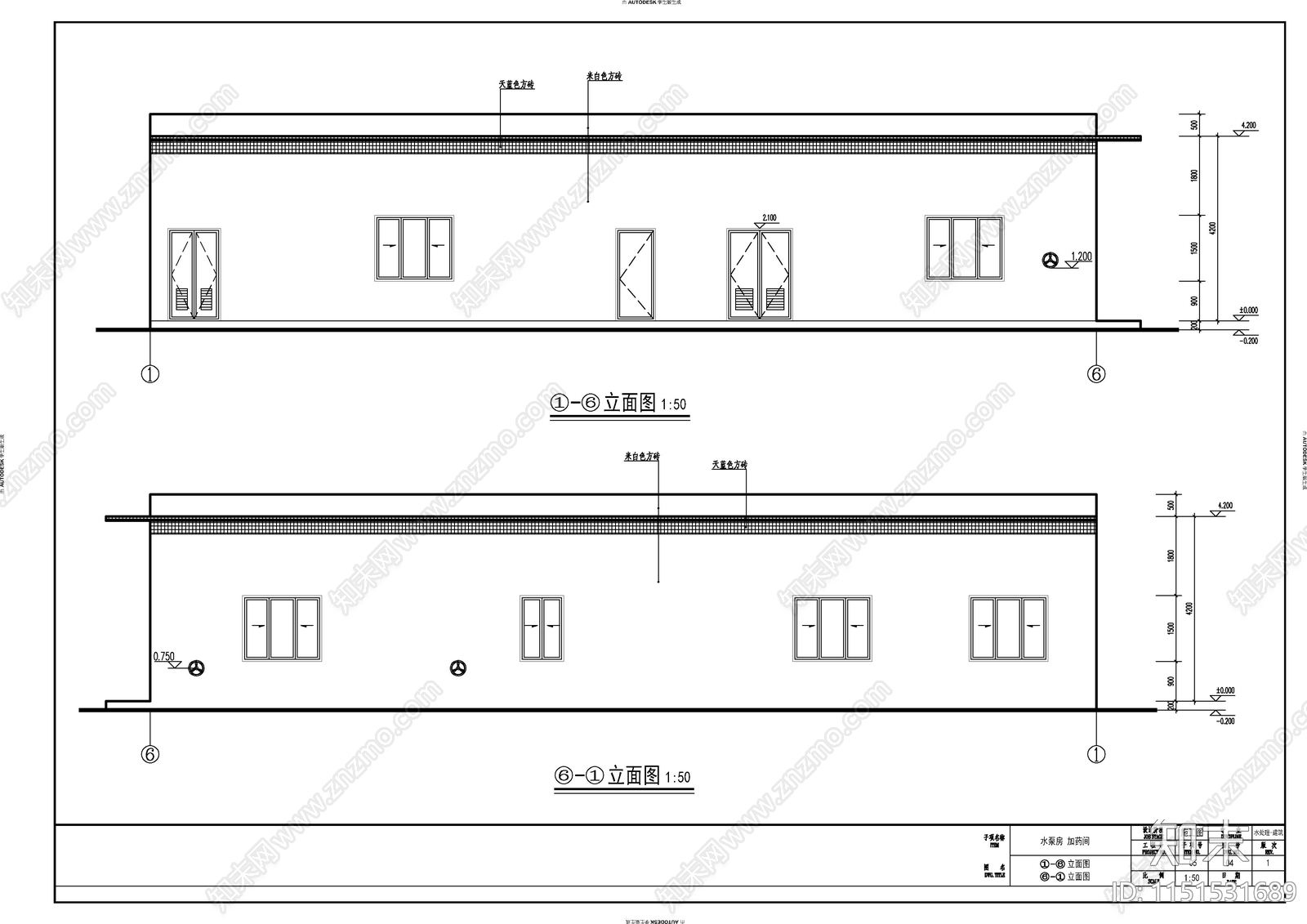 加药间建筑施工图cad施工图下载【ID:1151531689】