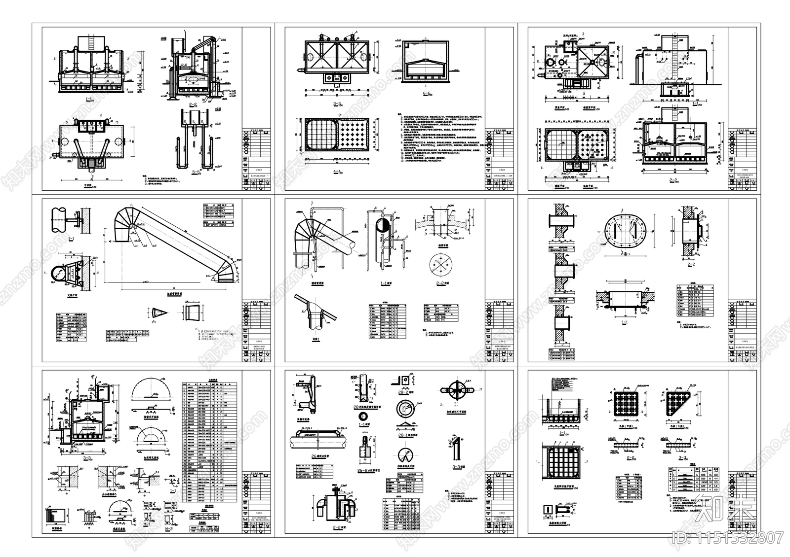 无阀滤池建筑工艺施工图cad施工图下载【ID:1151532807】