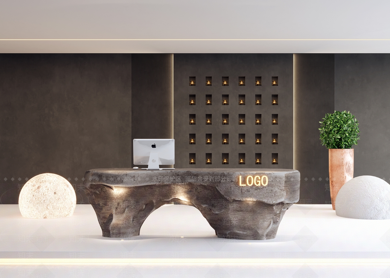 侘寂石头接待台3D模型下载【ID:1151532861】