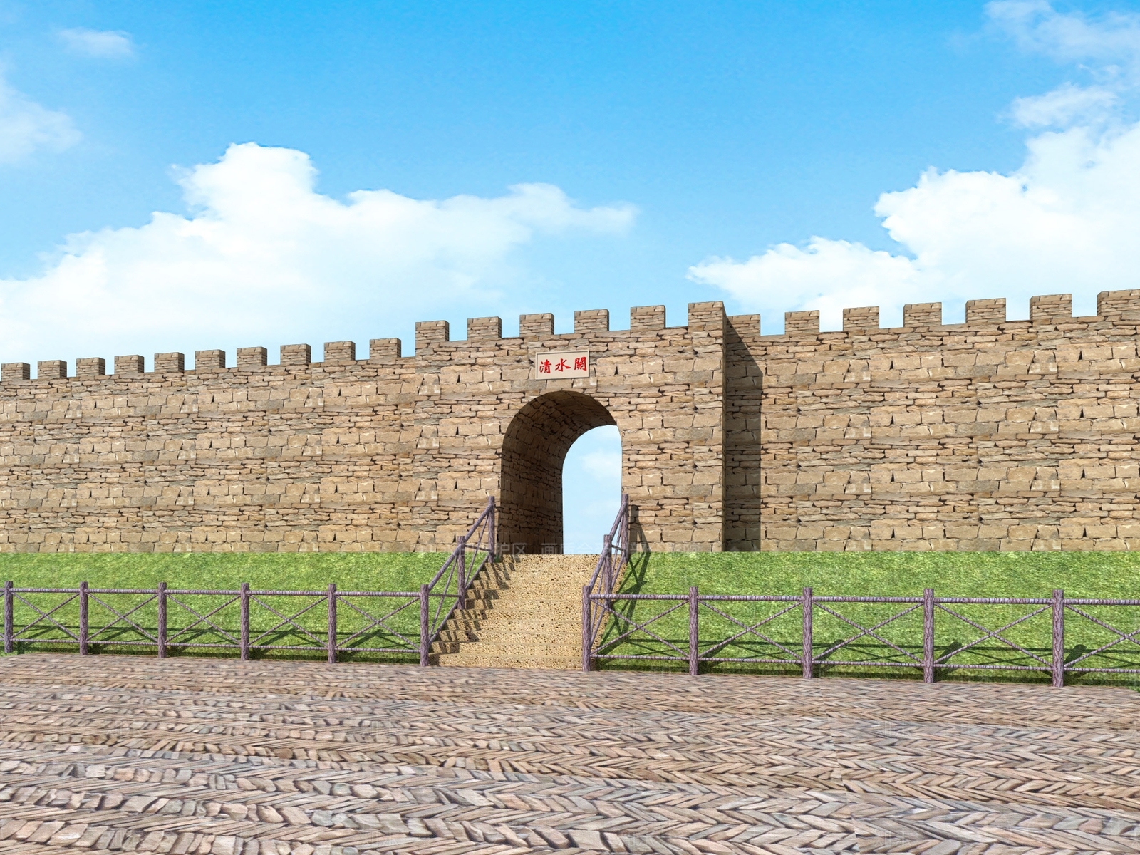 中式城楼3D模型下载【ID:1151535136】