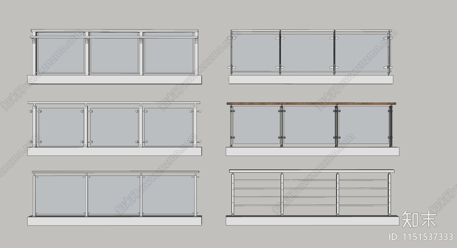 现代玻璃扶手SU模型下载【ID:1151537333】