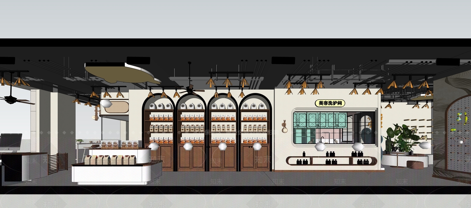 现代中古风宠物店SU模型下载【ID:1151538789】