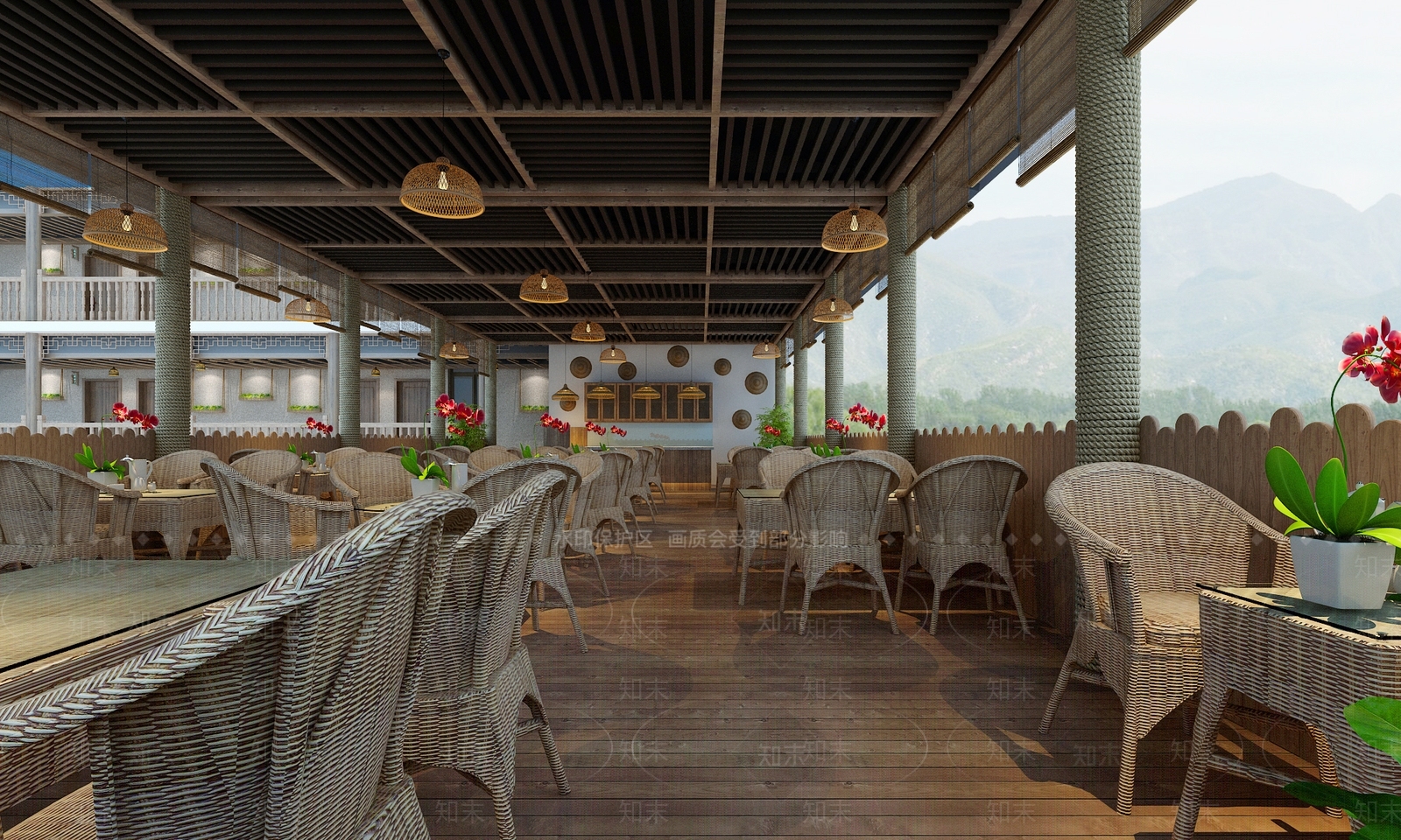 现代民宿露天水吧区3D模型下载【ID:1151541556】