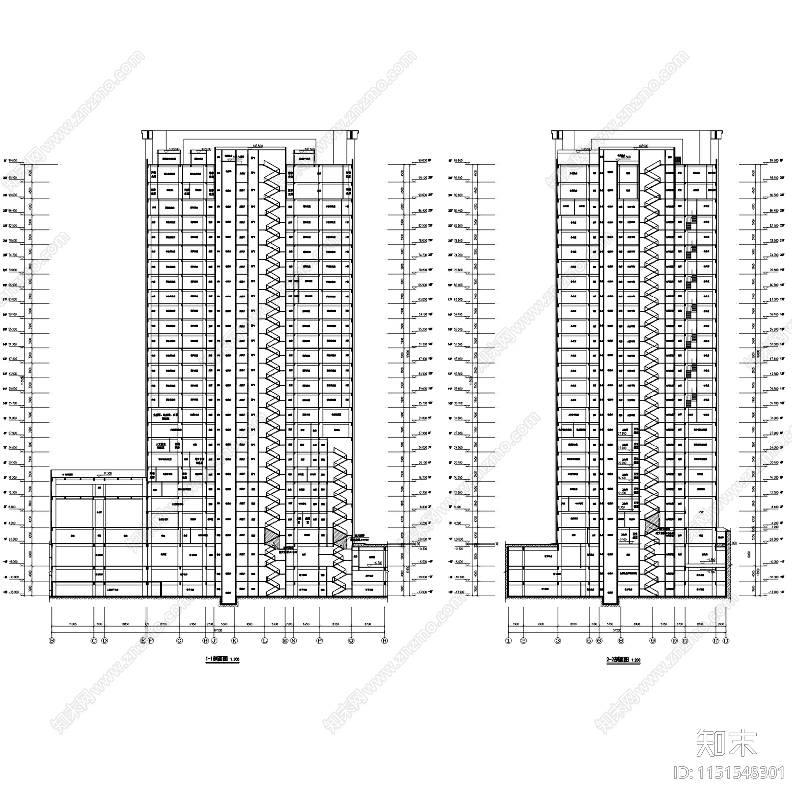 中南大学湘雅医院教学科研楼建筑规划cad施工图下载【ID:1151548301】