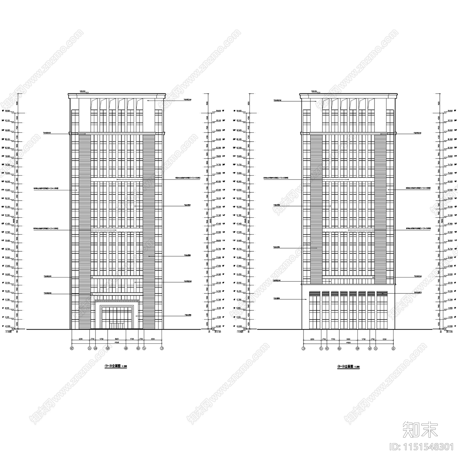 中南大学湘雅医院教学科研楼建筑规划cad施工图下载【ID:1151548301】