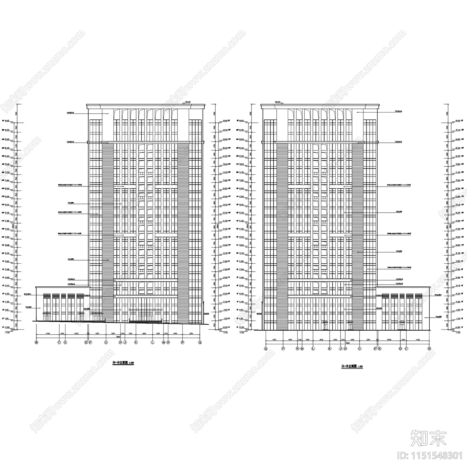 中南大学湘雅医院教学科研楼建筑规划cad施工图下载【ID:1151548301】