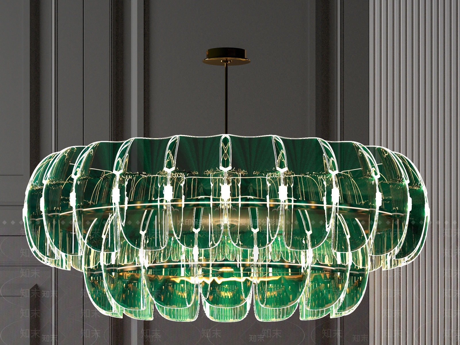 美式轻奢吊灯3D模型下载【ID:1151550251】