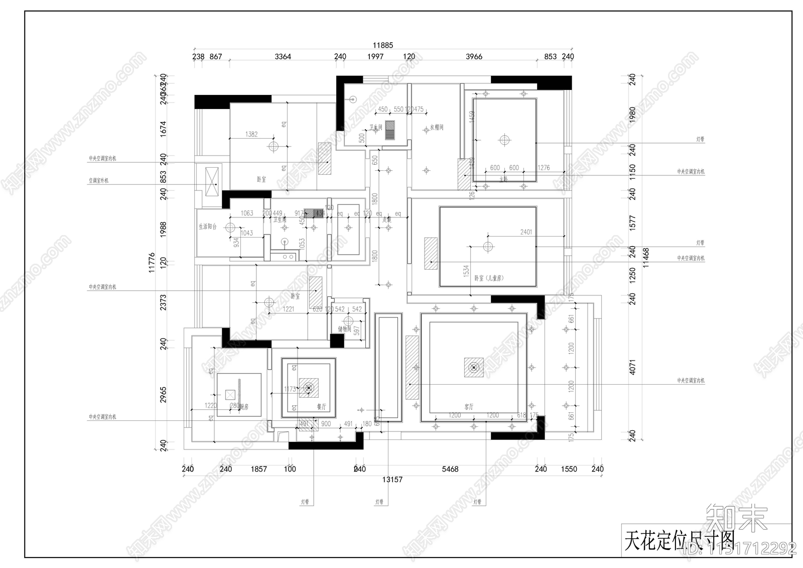 新中式家装平面图cad施工图下载【ID:1151712292】