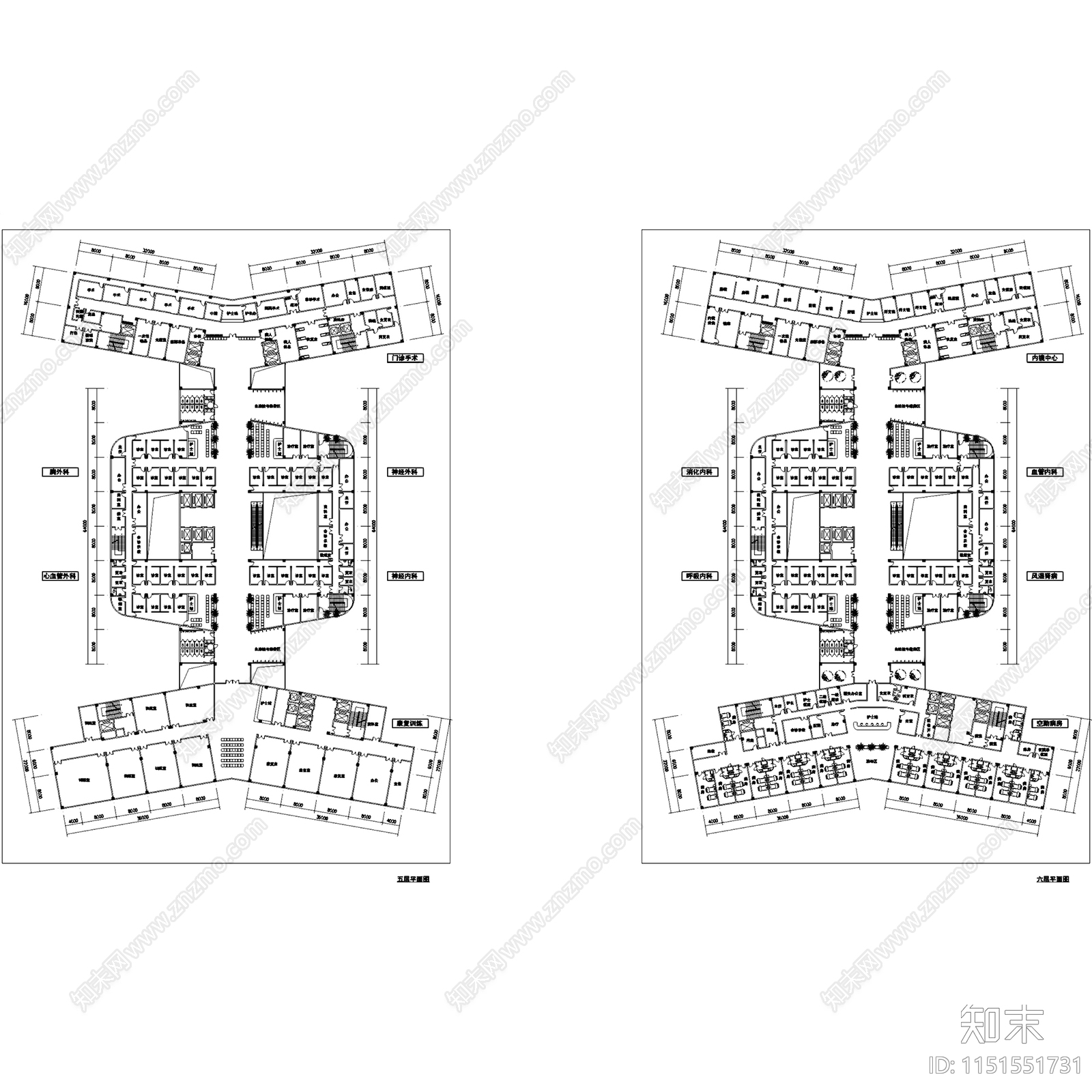 北京K军总医院门诊医技空勤大楼建筑cad施工图下载【ID:1151551731】